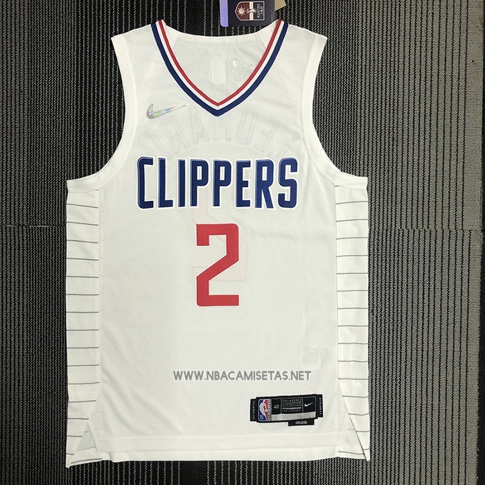 Camiseta Los Angeles Clippers Kawhi Leonard NO 2 Association 2020-21 Autentico Blanco